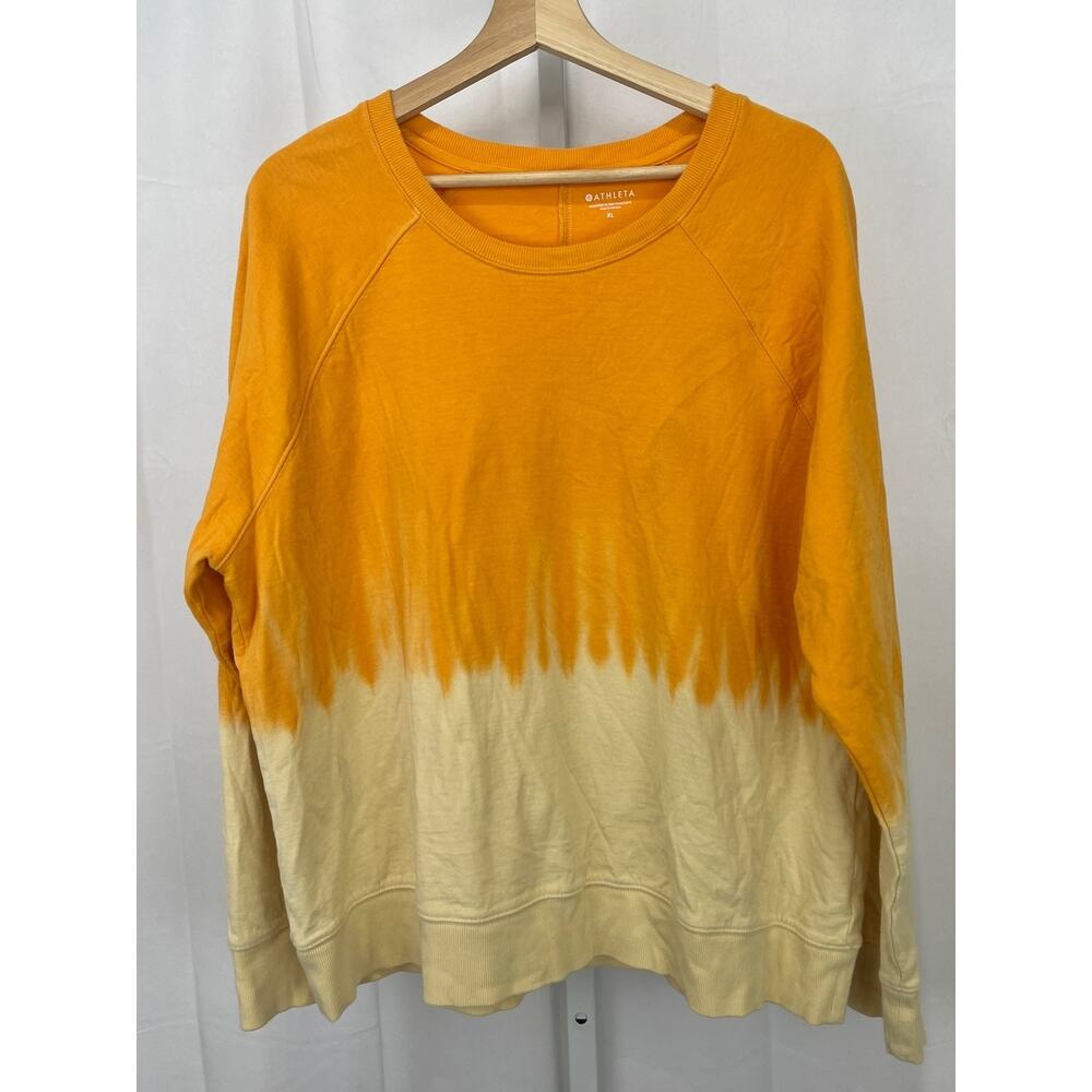 ATHLETA Sundown Dip Dye Sweatshirt Raglan Long Sleeve Abyssinian Yellow Size XL